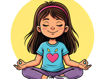 dziewczynka w pozycji kwiatu lotosu